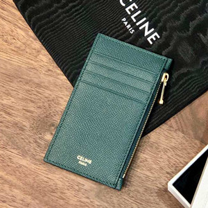 celine zipped compact card holder in grained calfskin #n080