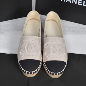 chanel leather espadrilles cloth flat shoes