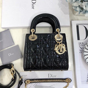 dior mini lady classic patent leather bag