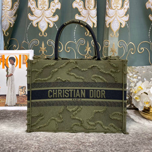 dior book tote camouflage embroidered canvas bag