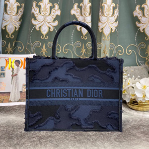 dior book tote camouflage embroidered canvas bag