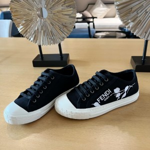 fendi domino black canvas low tops sneaker shoes