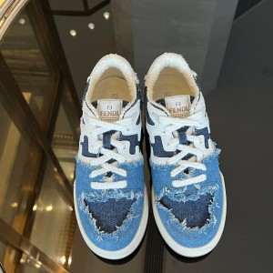 fendi match blue denim low-tops shoes