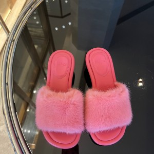 fendi baguette pink mink slides shoes