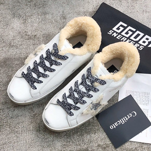 ggdb super-star sneakers with glittery star and shearling inserts