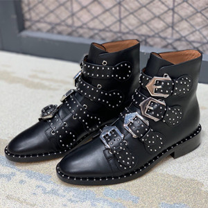 givenchy buckled ankle boots shoes in leather with studs