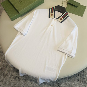 9A+ quality gucci cotton polo with web and feline head
