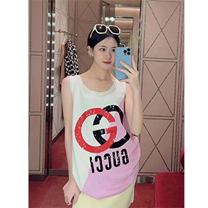 9A+ quality gucci cotton jersey tank top with intarsia