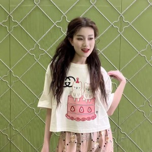 9A+ quality gucci jersey printed cropped t-shirt