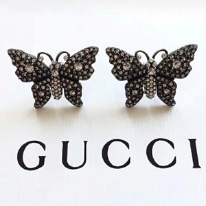 gucci crystal studded butterfly earrings