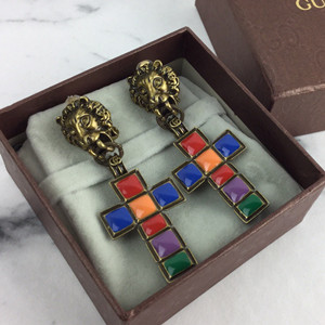 gucci earrings with cross pendant