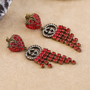 gucci strawberry earrings with crystals