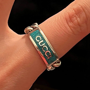 gucci logo ring with enamel