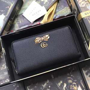 gucci leather zip around wallet with bow #524291