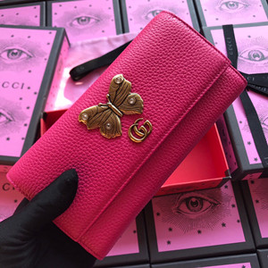 gucci leather continental wallet with butterfly #499359