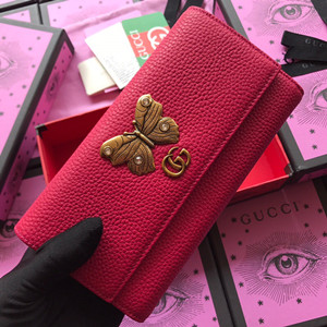 gucci leather continental wallet with butterfly #499359