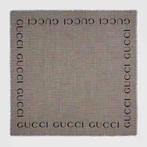 gucci check wool shawl with gucci logo 140cm x 140cm