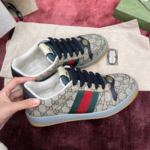 9A+ quality gucci men's screener leather sneaker shoes