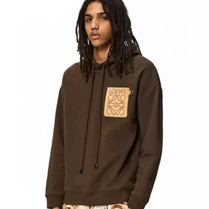 loewe anagram patch pocket hoodie in cotton