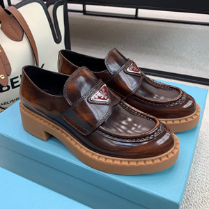 prada brushed leather loafers shoes
