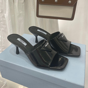 prada brushed leather mid-heeled slides shoes