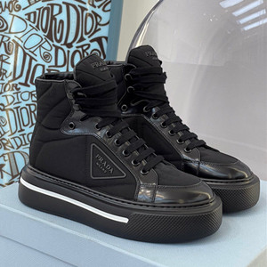 prada macro re-nylon and brushed leather high-top sneakers shoes