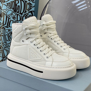 prada macro re-nylon and brushed leather high-top sneakers shoes