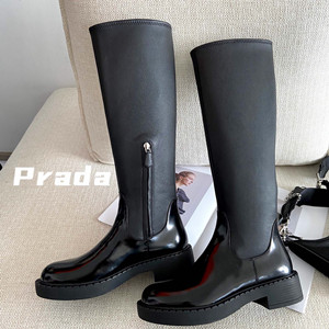 prada brushed leather and stretch nappa leather boots shoes