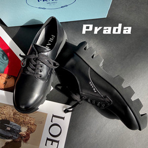 prada brushed leather laced shoes