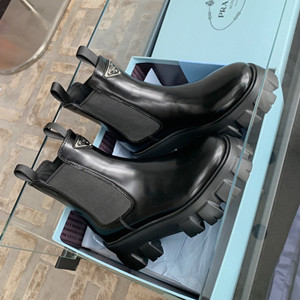 prada monolith brushed leather boots shoes