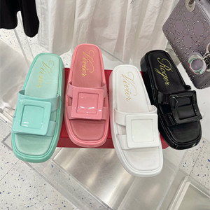 roger vivier slide covered buckle mules in patent leather