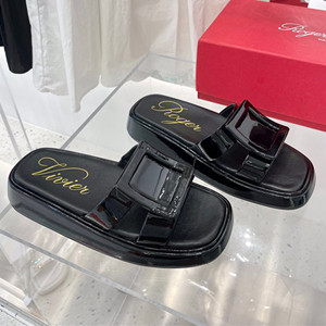 roger vivier slide covered buckle mules in patent leather