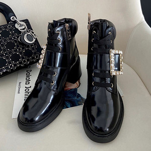 roger vivier viv'rangers strass buckle ankle boots in leather