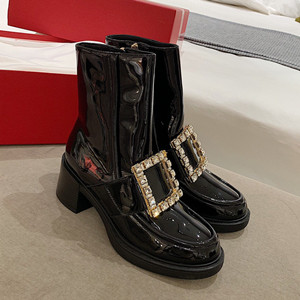 roger vivier viv'rangers metal buckle ankle boots in patent leather