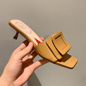 roger vivier covered buckle mules in leather shoes