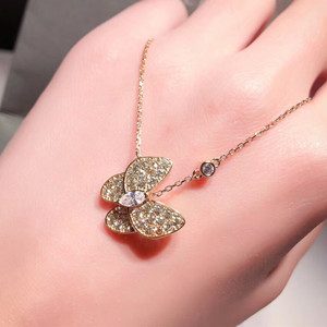 van cleef & arpels two butterfly pendant necklace