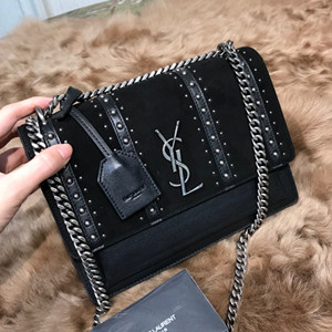 ysl sunset 22cm medium bag in leather suede and studs #470426