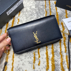 ysl yves saint laurent monogram phone holder with strap smooth leather #635096