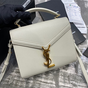 ysl yves saint laurent cassandra mini top handle bag in grain de poudre embossed leather #602716