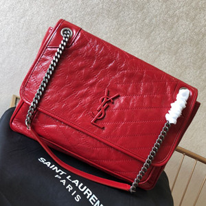 ysl saint laurent 32cm niki bag in crinkled quilted leather