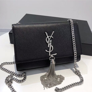 ysl yves saint laurent 20cm kate chain wallet with tassel in grain de poudre embossed leather
