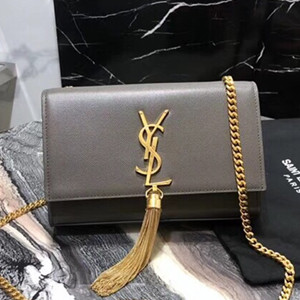 ysl yves saint laurent 20cm kate chain wallet with tassel in grain de poudre embossed leather