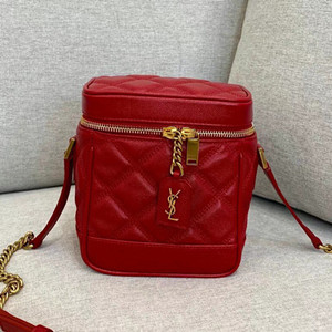 ysl yves saint laurent 16.5cm 80's vanity bag in carre-quilted grain de poudre embossed leather