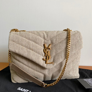 ysl yves saint laurent 24cm loulou small in quilted"y"linen