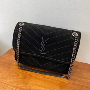 ysl yves saint laurent 28cm niki medium in suede and smooth leather