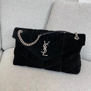 ysl yves saint laurent 35cm loulou puffer medium small bag in quilted suede