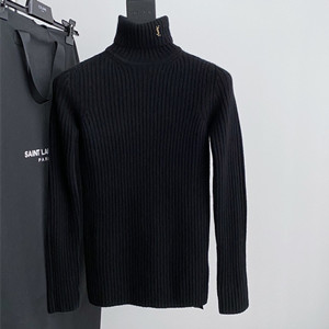 ysl yves saint laurent ribbed turtleneck sweater in wool and cashmere
