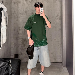 balenciaga men's paint splatter medium fit t-shirt