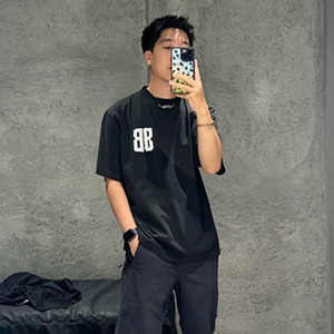 balenciaga women's glitter tape type large fit t-shirt in black