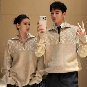 lv louis vuitton monogram half-zip sweater